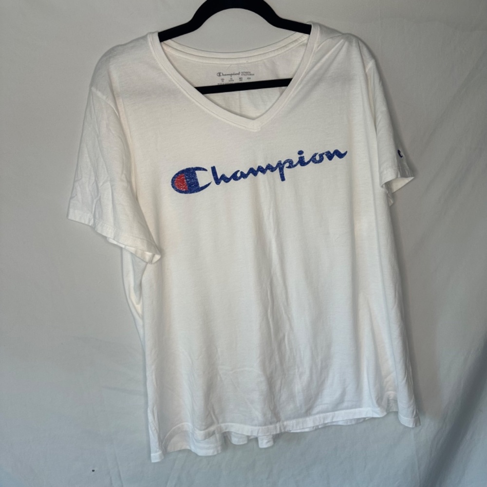 Womens Crisp White Champion V-Neck